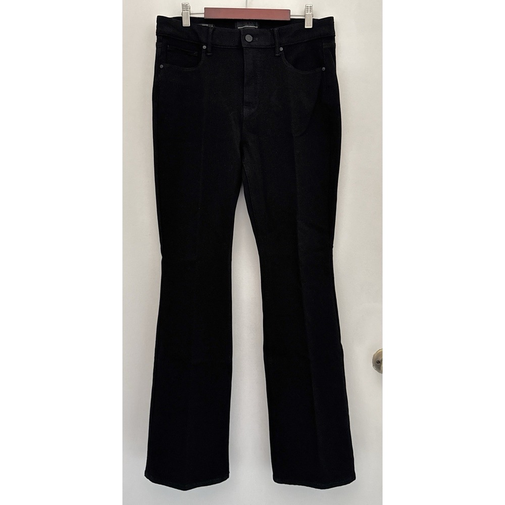 WHITE HOUSE BLACK MARKET Jeans Womens 10 Black High-Rise Skinny Flare Sculpt Zip